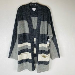 Old Navy Sz XL Gray Striped Open Front Cardigan Sweater